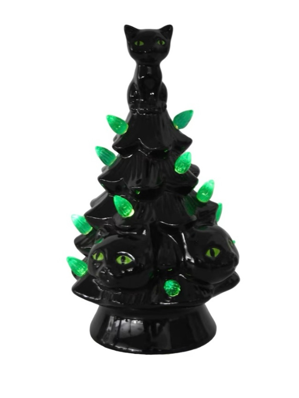 Black Ceramic Cat LED Lighted Tree Figurine